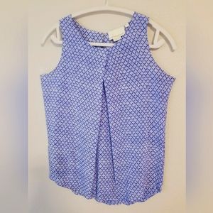 100% Silk Tank Blue and White